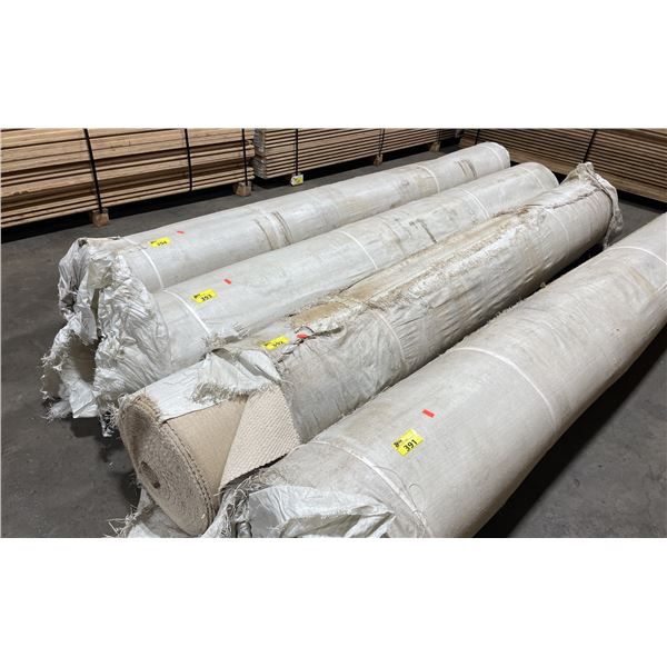 12'L X 19" DIAMETER ROLL OF LIGHT CREAM TIGHT WEAVE COMMERCIAL GRADE CARPET