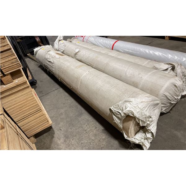 12'L X 19" DIAMETER ROLL OF LIGHT CREAM TIGHT WEAVE COMMERCIAL GRADE CARPET