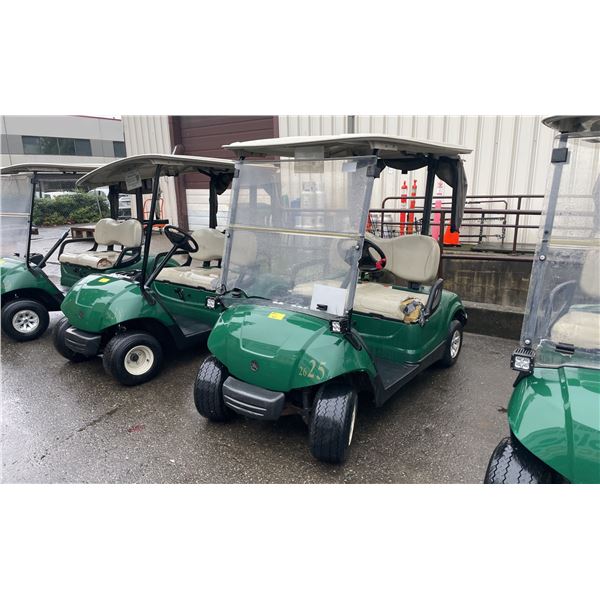 GREEN CLUB CAR GAS ELECTRIC ASSISTED GOLF CART WITH FRONT WINDSHIELD & COVER *NO KEYS, NO