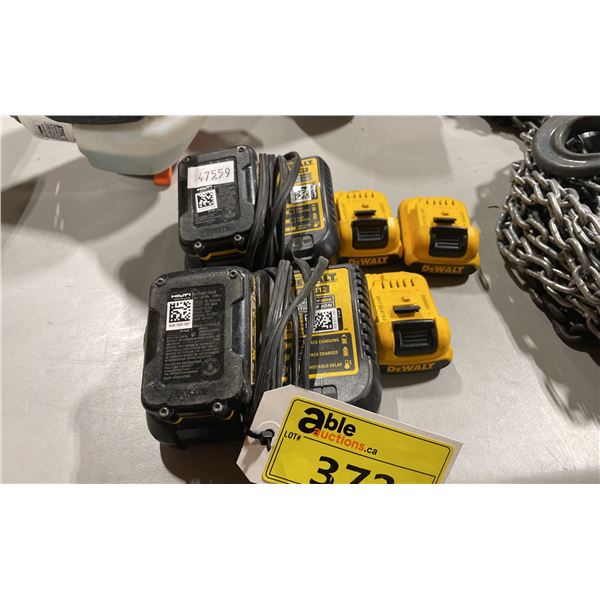 5 DEWALT 12V CORDLESS BATTERIES & 2 DEWALT 12V BATTERY CHARGERS