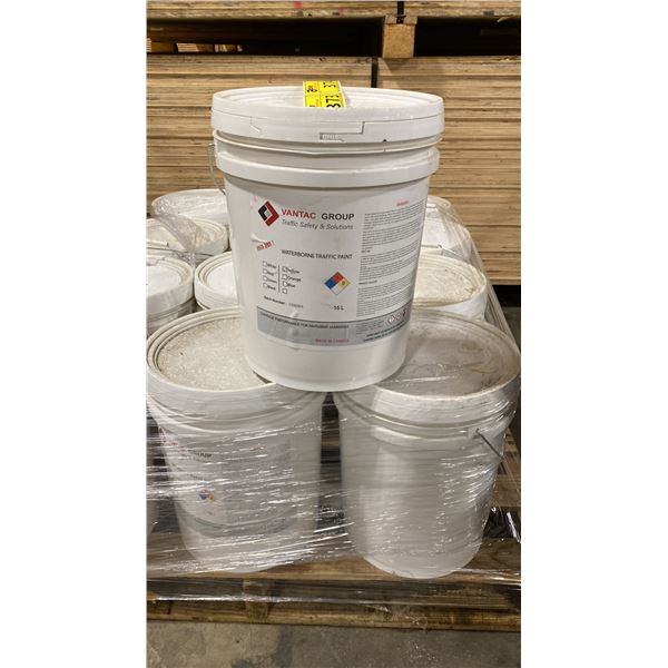 3- 16L BUCKETS OF VANTAC GROUP COMMERCIAL GRADE YELLOW WATERBORNE TRAFFIC PAINT