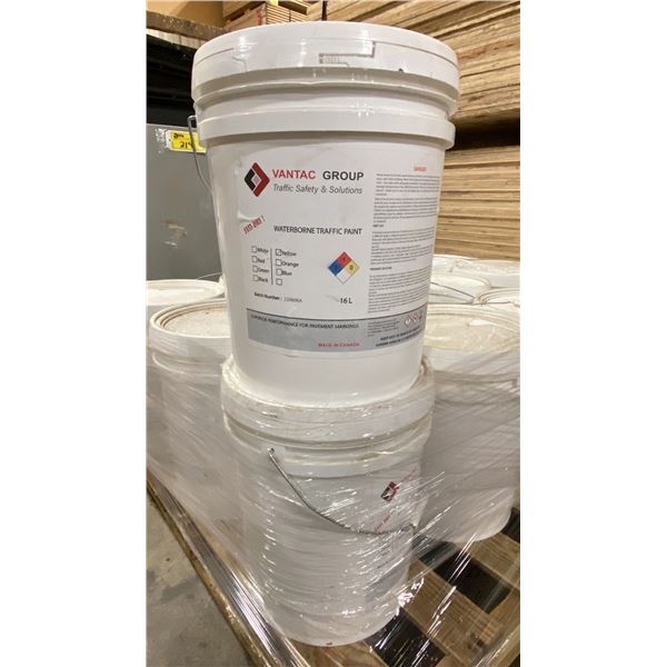PAIR OF 16L BUCKETS OF VANTAC GROUP COMMERCIAL GRADE YELLOW WATERBORNE TRAFFIC PAINT