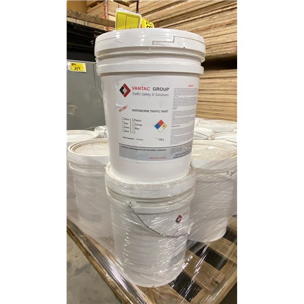 PAIR OF 16L BUCKETS OF VANTAC GROUP COMMERCIAL GRADE YELLOW WATERBORNE TRAFFIC PAINT