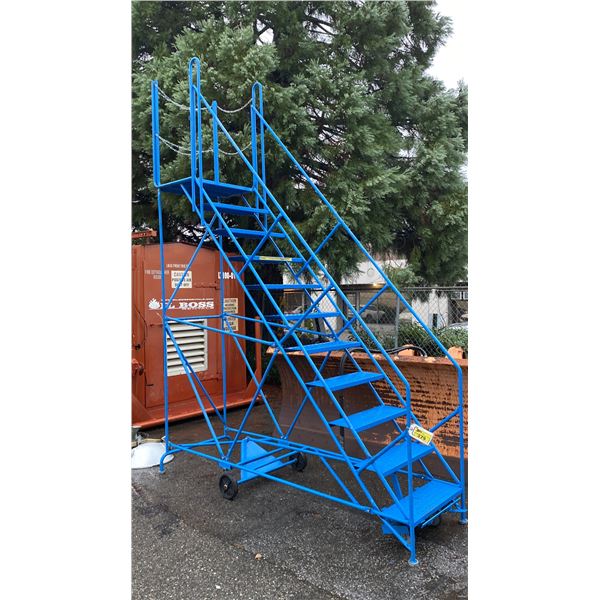 CANWAY 11' BLUE INDUSTRIAL MOBILE WAREHOUSE / ORDER PICKING STAIRS