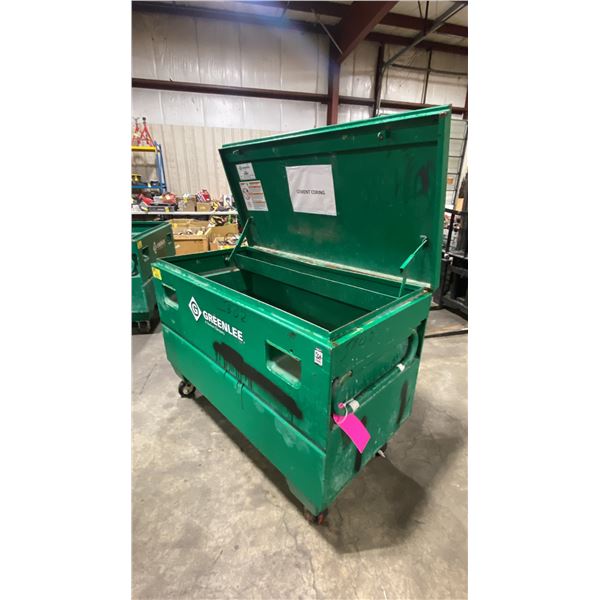 GREENLEE 48"W X 24"D X 34"H INDUSTRIAL METAL MOBILE JOB SITE TOOL CHEST *NO CONTENTS*