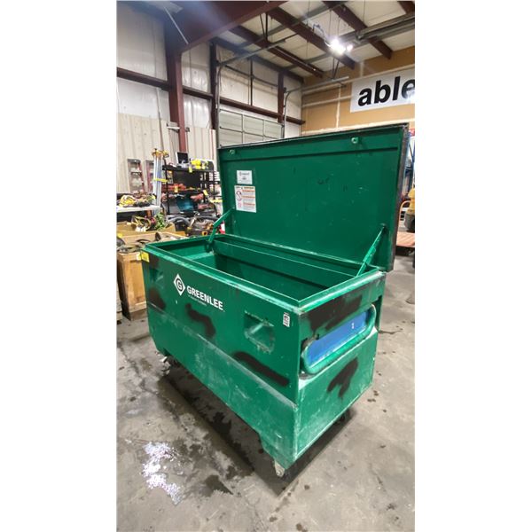 GREENLEE 48"W X 24"D X 34"H INDUSTRIAL METAL MOBILE JOB SITE TOOL CHEST *NO CONTENTS*