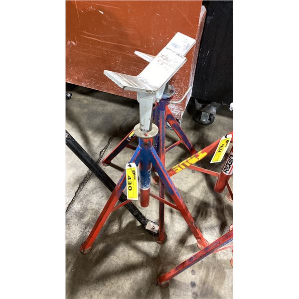 PAIR OF RIDGID VJ-99 V-HEAD ADJUSTABLE INDUSTRIAL PIPE STANDS