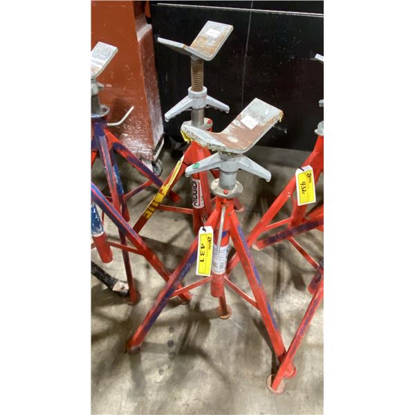 PAIR OF RIDGID VJ-99 V-HEAD ADJUSTABLE INDUSTRIAL PIPE STANDS