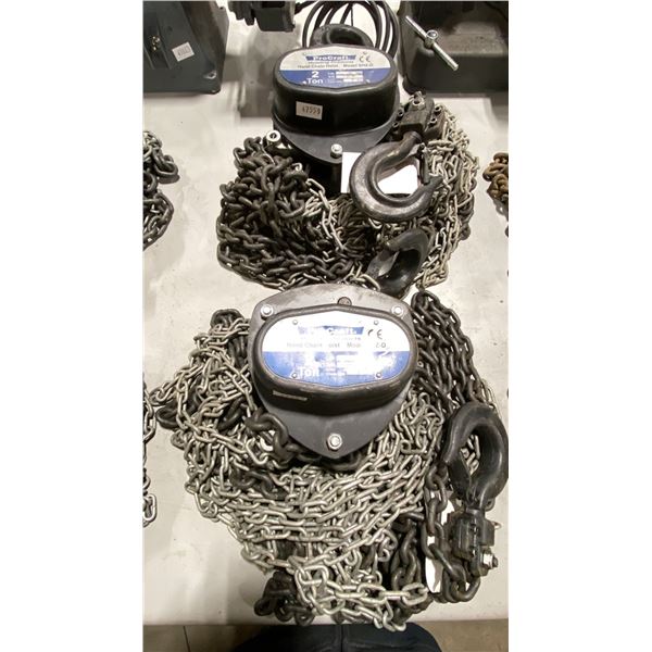 PAIR OF 2 TON PROCRAFT SHZ-D BLACK INDUSTRIAL HAND CHAIN HOISTS