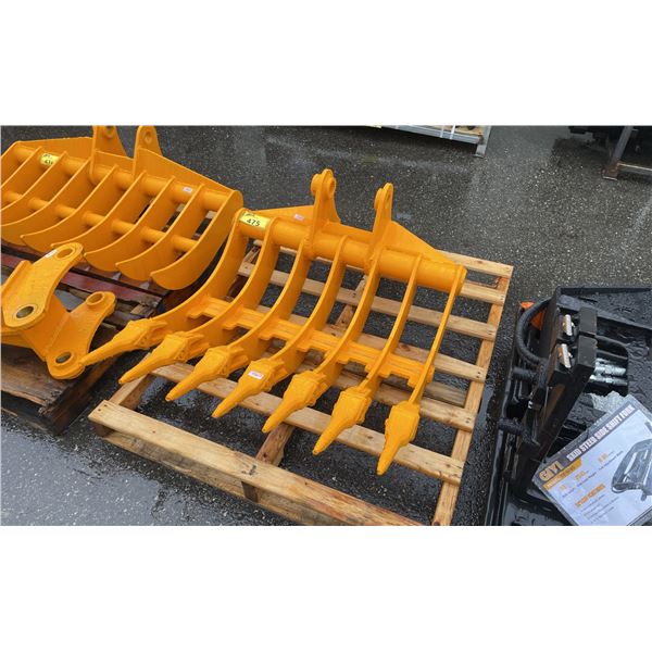 CAT 305 EXCAVATOR HEAVY DUTY 32" YELLOW RAKE ATTACHMENT