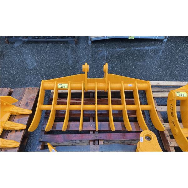 CAT 305 EXCAVATOR HEAVY DUTY 44" YELLOW RAKE ATTACHMENT