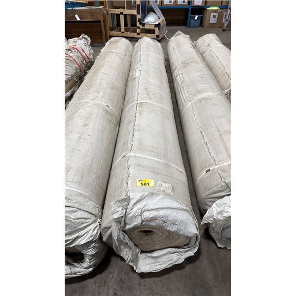 12'L X 19" DIAMETER ROLL OF LIGHT CREAM TIGHT WEAVE COMMERCIAL GRADE CARPET