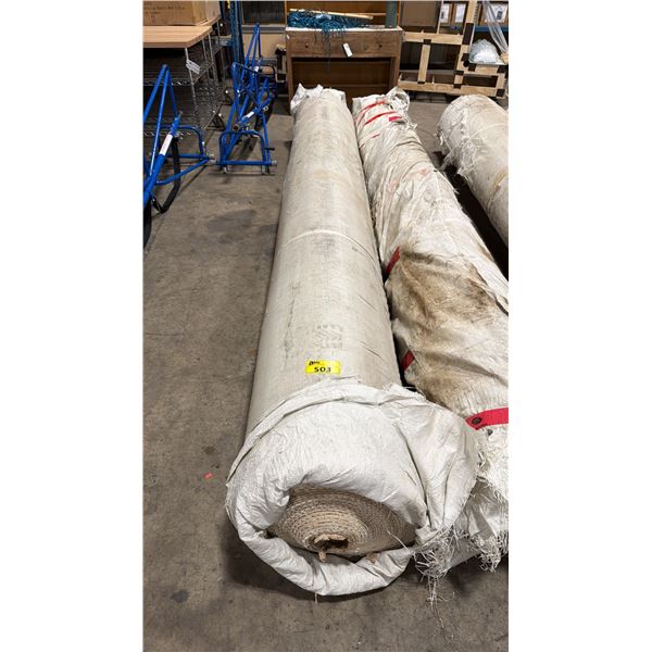 12'L X 19" DIAMETER ROLL OF LIGHT CREAM TIGHT WEAVE COMMERCIAL GRADE CARPET