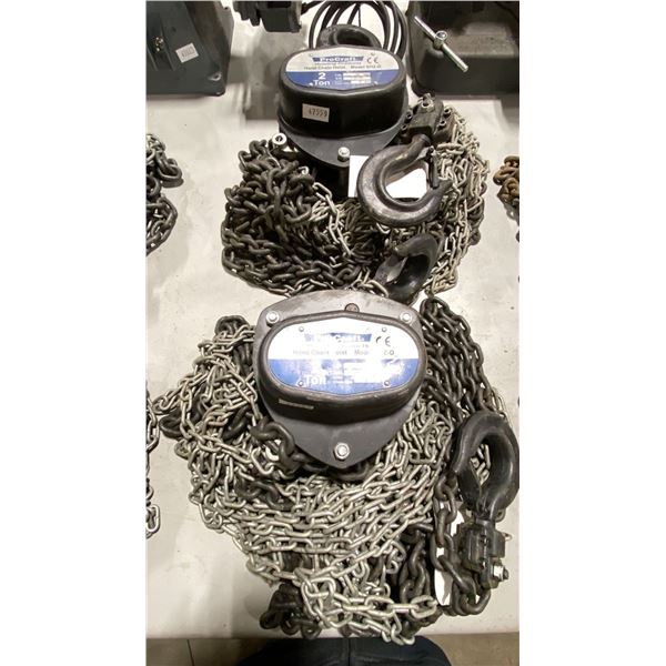 PAIR OF 2 TON PROCRAFT SHZ-D BLACK INDUSTRIAL HAND CHAIN HOISTS