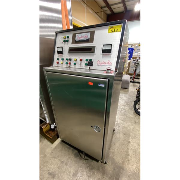 ELIZABETH-HATA STAINLESS STEEL MOBILE ELECTRICAL BOX WITH NO CONTENTS APPROX 29"W X 26"D X 60"H