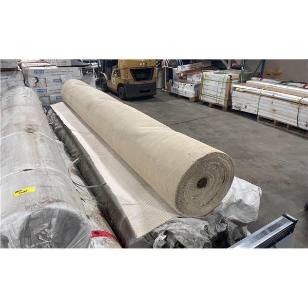12'L X 19" DIAMETER ROLL OF LIGHT CREAM TIGHT WEAVE COMMERCIAL GRADE CARPET