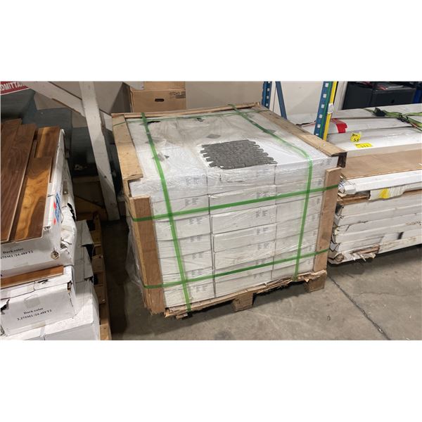 PALLET OF 693 SQ FT OF 23 X 48 X 8MM BROWN GLASS MOSAIC WALL TILE SHEETS