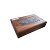 Image 1 : Very nice folk art wooden box with world map on lid 12"x7"x2"