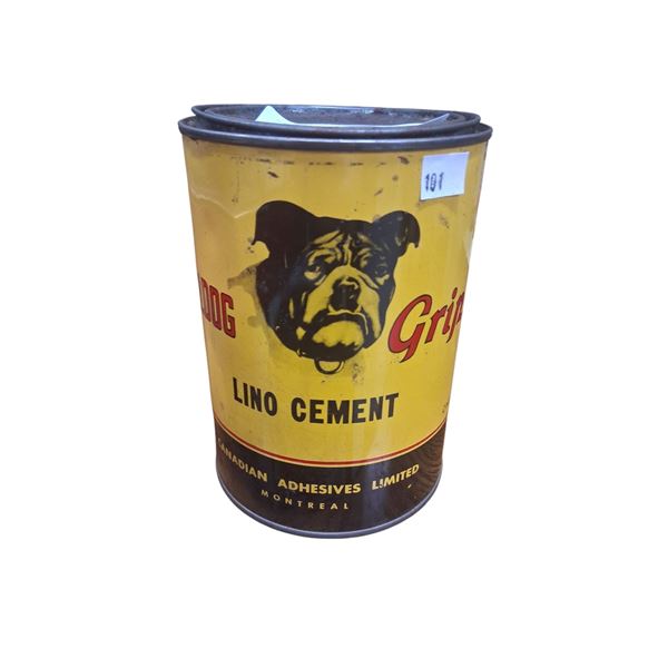 Vintage Bulldog Grip Lino Cement vintage tin, full, 1 pint