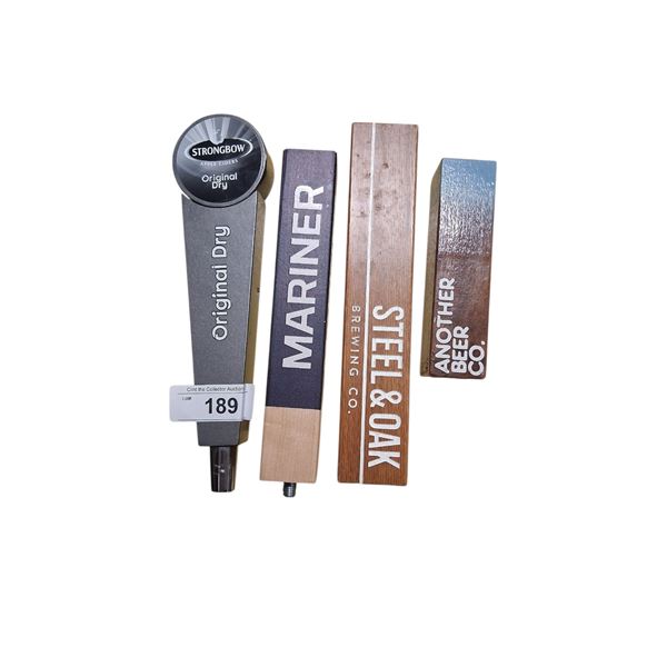 4 vintage beer tap handles