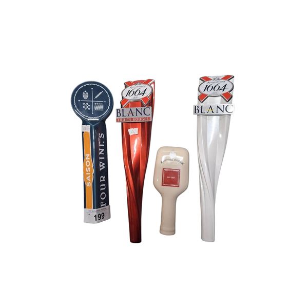 4 vintage beer tap handles