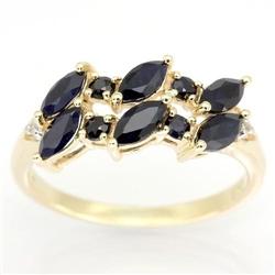 1.42Ct Black Sapphire & Diamond 9K Gold Ring (JEW-9020X)