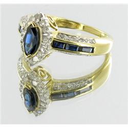 1.3ct Ceylon Blue Sapphire & Diamond 10k Gold Ladies Ring (JEW-295)