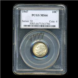 1947 Roosevelt Dime Graded PCGS MS66 with FB (COI-4777)