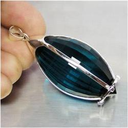 161.20ct Sterling Pendant Briolette London Blue Topaz (JEW-1661)