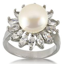32ct Princess Unique Natural White Cream Pearl Sterling Ring (JEW-1668)