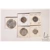 Image 1 : Five Canadian 1937 coins including nickel, dime, quarter, fifty cent and silver dollar