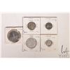 Image 1 : Five Canadian 1938 coins including nickel, dime, quarter, fifty cent and silver dollar