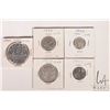 Image 1 : Five Canadian 1945 coins including nickel, dime, quarter, fifty cent and silver dollar