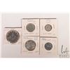 Image 1 : Five Canadian 1953 coins including nickel, dime, quarter, fifty cent and silver dollar