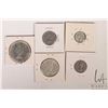 Image 2 : Five Canadian 1956 coins including nickel, dime, quarter, fifty cent and silver dollar
