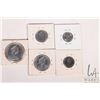 Image 2 : Five Canadian 1967 coins including nickel, dime, quarter, fifty cent and silver dollar