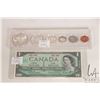 Image 1 : 1967 uncirculated Canadian coin set and $1 bill