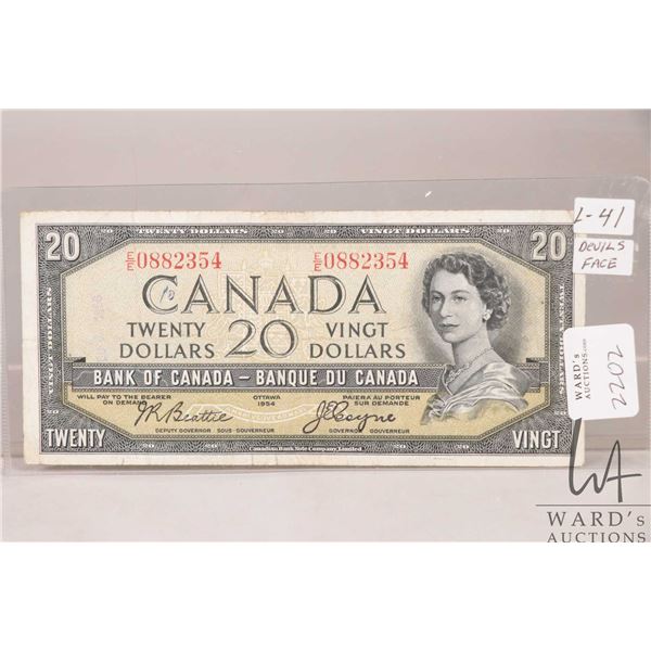 1954 Bank of Canada devil's face $20 bill