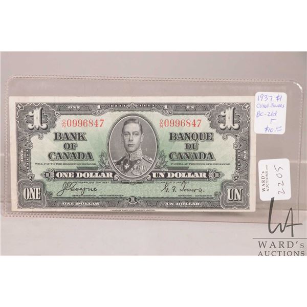 1937 Bank of Canadian one dollar bill