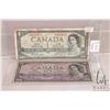 Image 1 : Two Canadian 1954 devils' face bank notes including one dollar and ten dollar