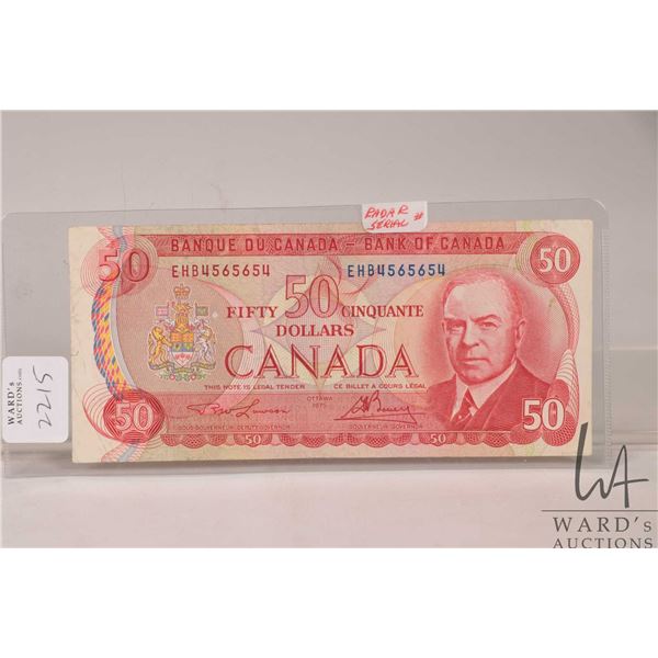 1975 Canadian $50 bank note with radar serial number