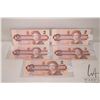 Image 1 : Five 1986 Canadian $2 bills with consecutive serial numbers