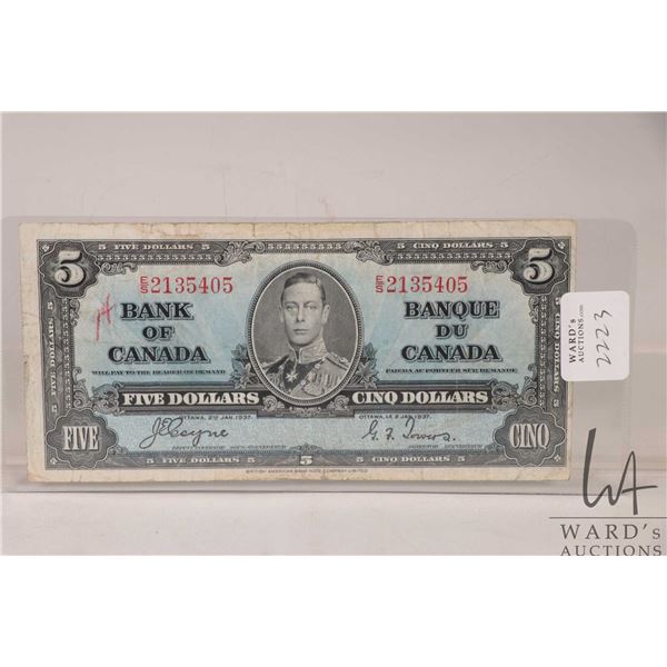 1937 Canadian $5 bank note