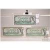 Image 1 : Three 1954 Bank of Canada $1 bills