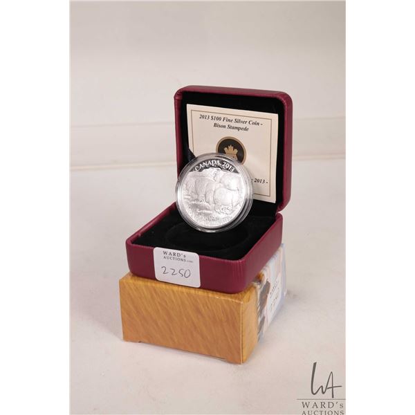 2013 Royal Canadian Mint .999 fine silver one hundred dollar coin "The Bison Stampede"