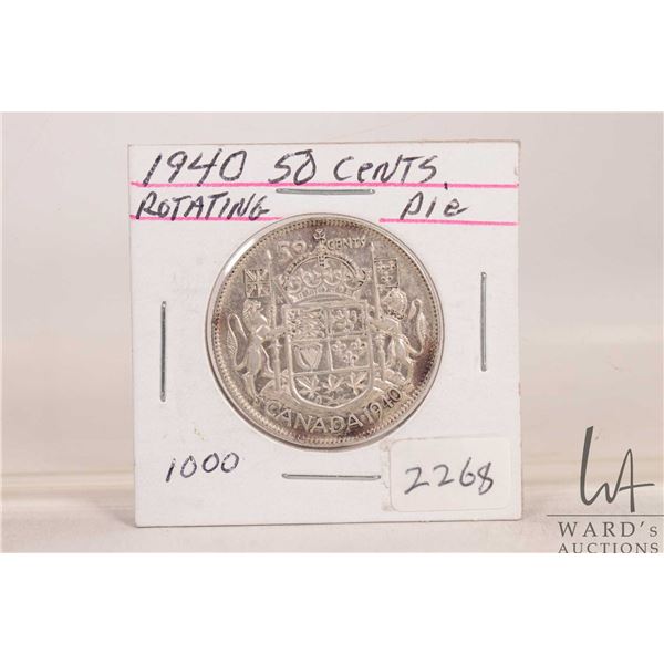 1940 Canadian fifty cent coin with rotated die