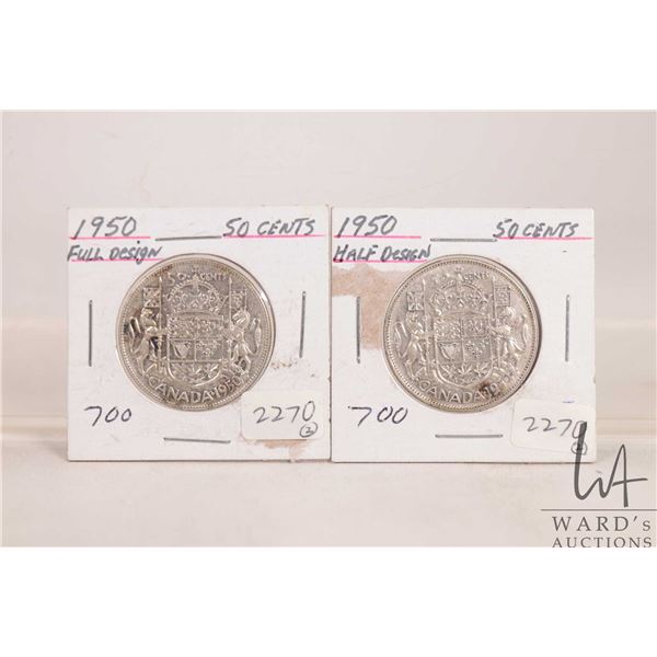 Two 1950 Canadian fifty cent coins