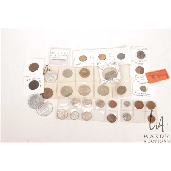 Selection of foreign coins including some listed as Roman etc.
