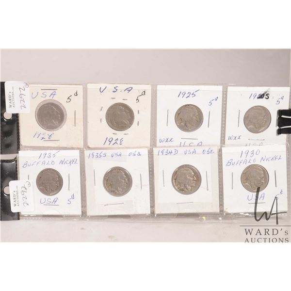 Eight USA Indian Head/ Buffalo nickels