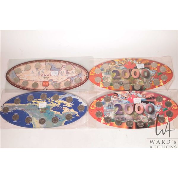 Four Canadian quarter collector sets including 1999, and three from 2000